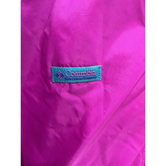 Vintage 90s Columbia Softshell Reversible Puffer Jacket Magenta Teal Women's XL - Picture 4 of 9